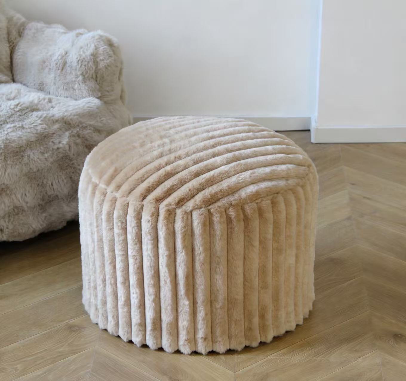 Plush ottoman close-up